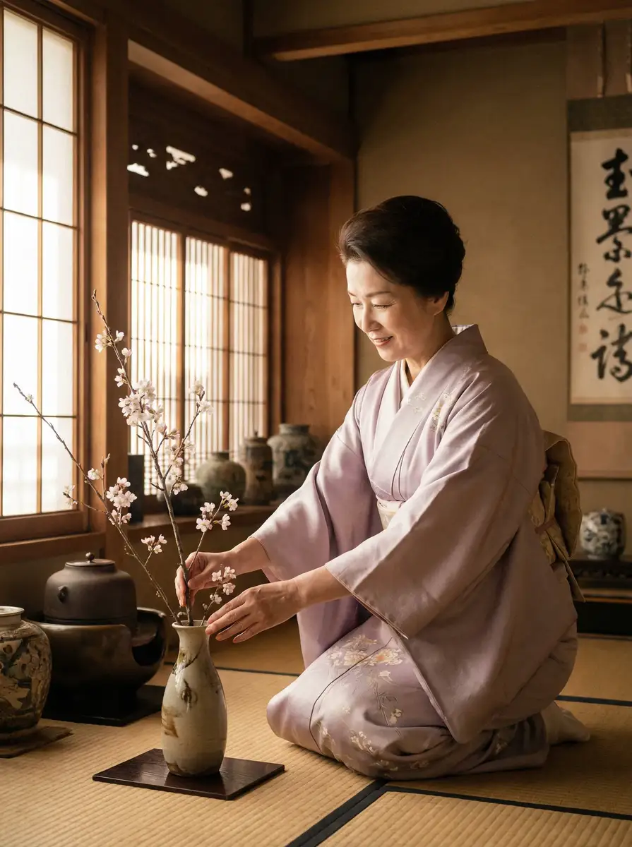 一位优雅的 《3d同人动漫》3d同人动漫最新地址::真实可靠3d同人动漫分享平台 在和室中插花